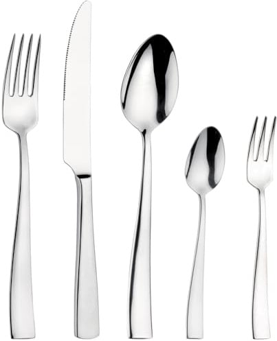 Pintinox Palace 30-teiliges Besteckset Tafelbesteckset Geschirr & Tischaccessoires Servierbesteck aus Edelstahl - hochglanzpoliert - moderne längliche, runde Form FÜR 6 PERSONEN (Silber)