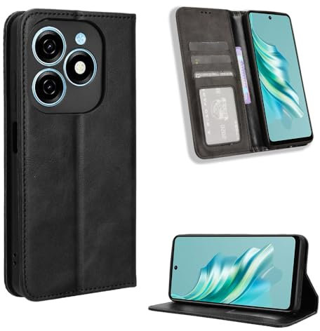BellaCase Tecno Spark 20 4G Coque [Étui Portefeuille] [Fonction Support] [Slots pour Cartes] [Couverture à Rabat Magnétique] Compatible avec Le Smartphone Tecno Spark 20 4G(Noir)