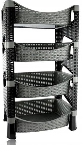 URBNLIVING 4 Tier Shelves Fruit Vegetable Baskets Storage Cart Rack Home Kitchen Organiser (Anthracite)