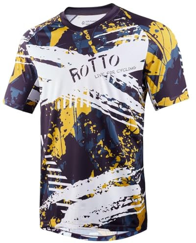 ROTTO Herren Mountainbike Trikot Kurzarm Radtrikot für MTB BMX Downhill Kurze Ärmel Schnell Dry, Cyberpunk-Stil