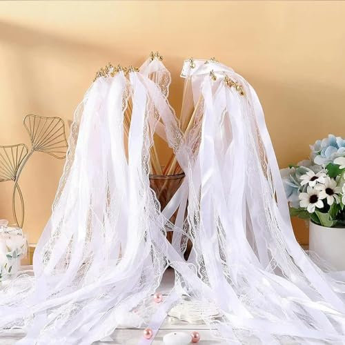 GUOZIF Banderoles de Ruban de Mariage avec Cloche, Baguette féerique en Soie Lumineuse LED, Brille dans la Nuit, Cadeaux d'encouragement pour fête d'anniversaire de Mariage