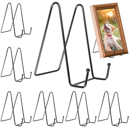 Abaigeal 8 PCS Plate Stands for Display, 6 Inch Metal Display Stands, Black Plate Display Stands Holder Picture Frame Stand Easel Stand Book Stands for Photo, Plate, Books and Tabletop Art