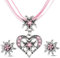 Scinzene 2 Stück Bayerische Trachtenschmuck Damen, Mit Strass Edelweiss Herz Anhänger Und Edelweiss Ohrstecker, Oktoberfest Accessoires, Oktoberfest Deko, Oktoberfest Damen Outfit, Trachtenschmuck
