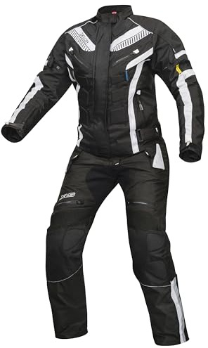 XLS Damen Textilkombi 600D Motorradkombi Touringkombi X-DRIVE Motorradhose Motorradjacke atmungsaktiv wasserdicht Schwarz Weiß