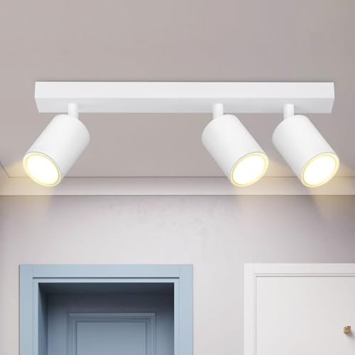 Homefire LED Deckenlampe 3 Flammig Deckenstrahler - 350° Schwenkbar Strahler GU10 Deckenleuchte Weiß flurlampe Spots Innen Deckenspot für Wohnzimmer Küche Ohne Leuchtmittel