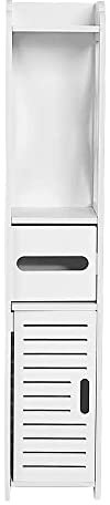 XUANYU 4 Niveaux Petit Colonne Armoire de Salle de Bain Meuble de Rangement pour Toilettes Support pour Papiers Meuble Colonne Porte-Papier, Blanc-15×15×80 cm
