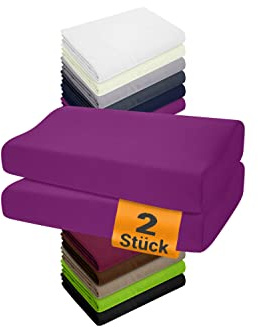 npluseins 2X Funda Almohada Cervical, 30-35 x 45-50cm, Funda Almohada Algodon con Banda elástica con Doble Costura, 1450.2049 - Lila