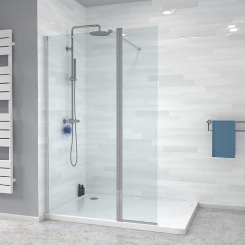 Nes Home Wet Room 700mm Shower 8mm Tempered Glass Screen with 300mm Return Panel