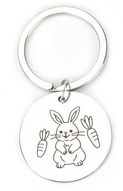 Schlüsselanhänger Mit Rundem Metallanhänger Für Frauen, Druck Mit Süßem Hasen Und Karotte, Als Kleines Geschenk Für Guter Freundinnen, Geburtstagsgeschenke Oder Oster-Geschenke Für Die Schwester