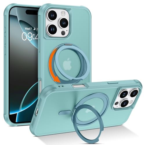 Telaso Magnetic Case for iPhone 16 Pro Max Case, [Compatible with MagSafe] with 360° Rotatable Ring Stand Slim Shockproof Protective Phone Cases for iPhone 16 Pro Max 6.9, Light Blue