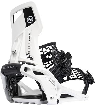 Nidecker Supermatic Snowboard – Universelle, doppelt einsteckbare automatische Bindung – Komfortabel und zuverlässig wie eine Klassische Zwei-Riemen-Bindung - Weiß 2026