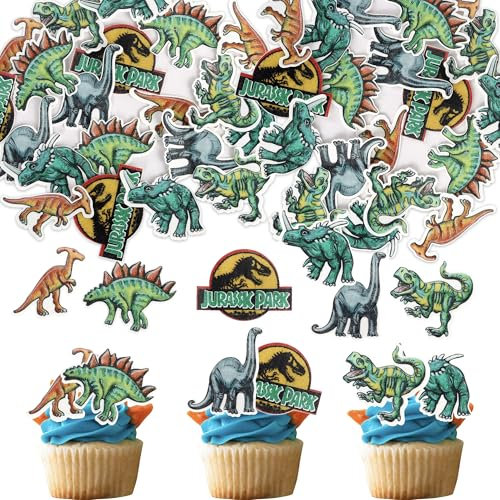 60 Stück Essbare Dinosaurier Tortendeko Roar Rex Cupcake Toppers Dinosaurier Kuchen Deko für Baby Dusche Kinder Geburtstag Party Kuchen Dekorationen