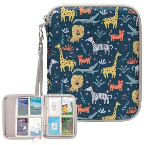 Card Case, Card Binder Holder with Transparent Pockets Player, Soft Portable Folder up to 80 Cards with Zipper, Mini Audiobook Cards Storage Card Organizer for Travel Yoto Cards(Animal)