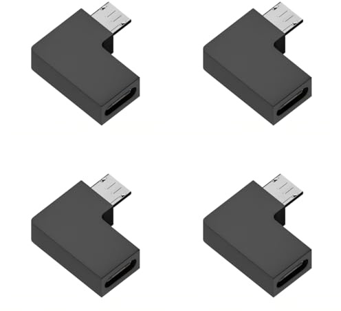 chenyang 4 Pack USB C auf Micro USB Adapter, Micro USB Stecker auf USB C Buchse 90 Grad rechtwinkliger Konverteranschlussadapter unterstützt Ladedatensynchronisierung