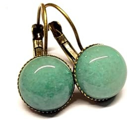 Zeitlose und wunderschöne Halbedelstein-Ohrringe mit12mm großem Aventurine in einer antik bronzefarbenen Fassung