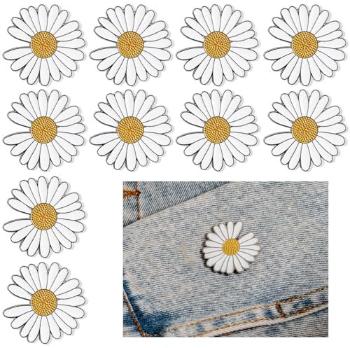 pekifaves Gänseblümchen Brosche, 10 Stück Broschen für Kleidung, Daisy Blumen Broschen, Pin Broschees, Ohne Nähen, Jeans Pins, für Hemd, Schals, Schals, Kleider, Taschen, Rucksäcke