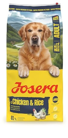 JOSERA Adult Large Huhn & Reis (1 x 12,5 kg) | Premium Trockenfutter für ausgewachsene Hunde großer Rassen | mit Lachsöl | glutenfrei | wertvolle Fettsäuren | XL-Kroketten gegen Schlingen | 1er Pack