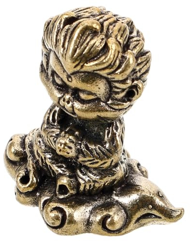 ULTECHNOVO Affenkönig Dekoration aus Kupfer Vintage Kupferstatue des Affenkönigs Sun Wukong in Gold Kreative Retro Figur für Tisch und Teetischdekoration Vielseitiges Dekoornament