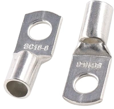 JOYELEC 25Pcs SC16-6 Tinned Copper 16.0mm² Cable Lugs M6 Battery SC Ring Crimp Terminals Connectors for Electric, Auto, Boat, Car,Battery Cable Ends Lugs, Bolt Hole Crimp Terminals Connector