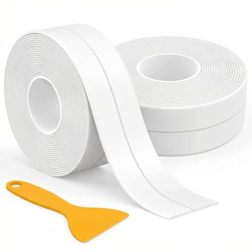 2 Rollen Dichtungsband Selbstklebend 38 mm x 3,2 m, PVC Dichtungsstreifen Dichtungsband Wasserdicht, Fenster Abdichten, Fugendichtband Abdichtung Dusche für Küche, Badezimmer, Toilette Mehr, Weiß