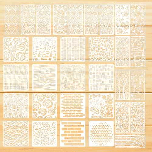 Qianyu 32 teiliges Set Geometrischer Texturen Schablonen für Kartenherstell