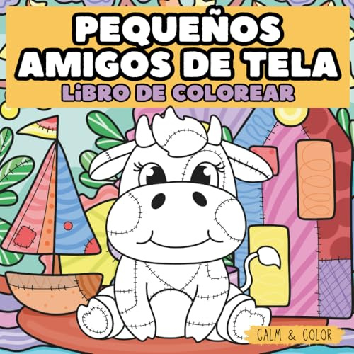 Pequeños amigos de tela. Libro de colorear: Ilustraciones detalladas de animales estilo patchwork para adultos, adolescentes y niños