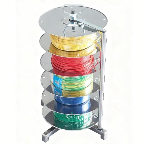 Stainless Steel Rotating Multi-Spool Wire Spool Rack, Heavy-Duty Cable Caddy Spool Holder for Electrical Wire Storage, Turntable Cable Reel Stand, Wire Management Dispenser