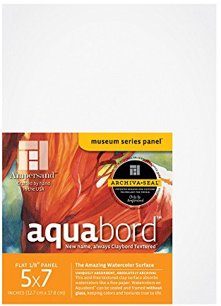 Ampersand Art Supply Watercolor Painting Panel: Museum Series Aquabord, 1/8 Inch Flat Profile, 5 x 7 - Pack of 3
