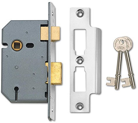 Union Locks 2277 3 Lever Mortice Sash Lock 65mm - Satin Chrome (Visi Pack)