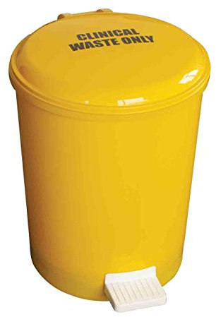Chabrias Ltd Yellow 12 Litre Medical Clinical Waste Bin, Recycling, Commercial, Home, School, Utility Waste, Trash Pedal, Tattoo Parlour, Aesthetics Clinic, Veterinary