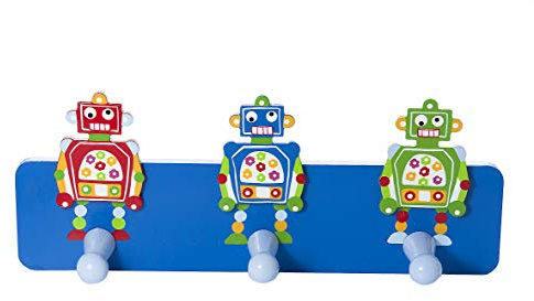 Mousehouse Gifts Mural patère Porte Manteaux Crochet Robot Bleu pour Chambre de garçon et bébé garçon pouponnière