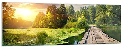 Panorama Bilder auf Glas 160x50cm Glasbild Architektur Promenade Schwan Landschaft Groß XXL Wanddeko Schlafzimmer Küche Wandbilder Dekoration Wohnzimmer Modern Wand Kunstdruck Art GAB160x50-3179