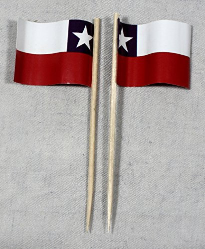 Buddel-Bini Party-Picker Flagge Chile Papierfähnchen in Profiqualität 50 Stück 8 cm Offsetdruck Riesenauswahl aus eigener Herstellung