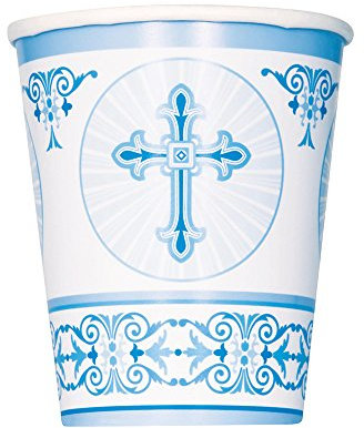Unique Party 43826 Lot de 8 gobelets en carton Motif croix radieuse Bleu
