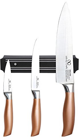 Bergner Infinity Chef Set de Cuchillos y Barra magnética, Acero Inoxidable, Bronce, 20 cm