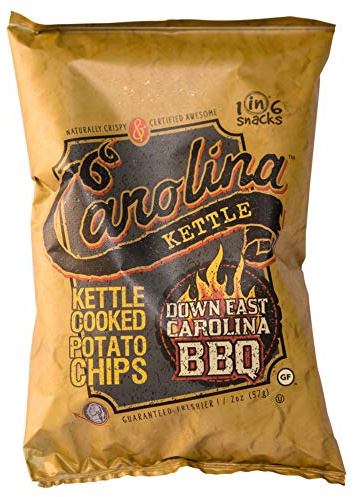 Carolina Kettle Kettle Cooked Potato Chips, Down East Carolina BBQ, Snack Size, 2 Oz