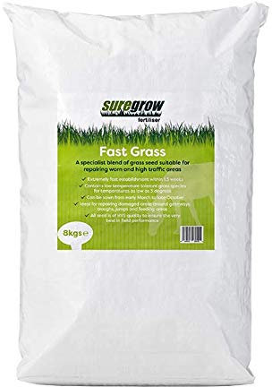 Suregrow Fast Grass 8kg Special Blend of Grass Seed Suitable for Repairing Worn and High Traffic Areas such as Gateways, Troughs, Jumps and Feeding Areas