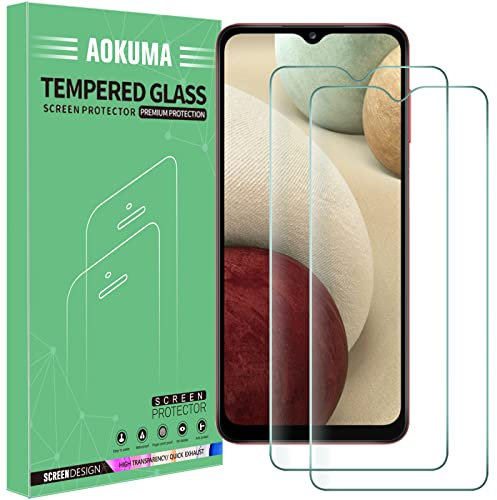 Samsung Galaxy A32 5G/A12 Verre Trempé, AOKUMA [Lot de 2] Protection d'écran Samsung Galaxy A32 5G/A12 [0.26mm][Extrêmement résistant aux rayures][Haute définition][Facile à installer] Verre Trempé