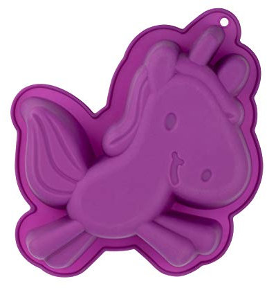 P:os 27939 - Silikon Backform Einhorn, ca. 23 x 20 x 5 cm groß, 100Prozent lebensmittelechtes Platin-Silikon, hitze- und kältebeständig von 230° bis -60°C, spülmaschinengeeignet