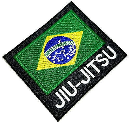 AM0243T 02 BR44 Jiu-Jitsu-Flagge Brasilien, bestickter Aufnäher, zum Aufbügeln oder Nähen