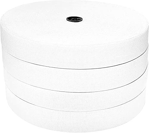25M Bande élastiques de couture, bande élastique plate, bande élastique large, large bande élastique plate, bande élastique blanche, tissu élastique à coudre, bandes à coudre Blanc (25m x 20mm)