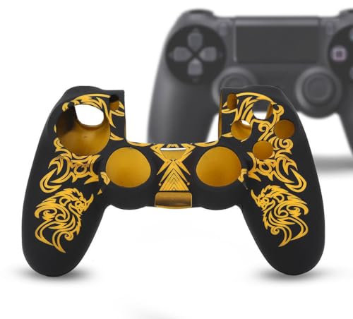 Hülle für PS4 Controller, Weiche Silikonhülle Skin Grip Shell Cover für Playstation 4 PS4 Controller(Schwarz Gelb)