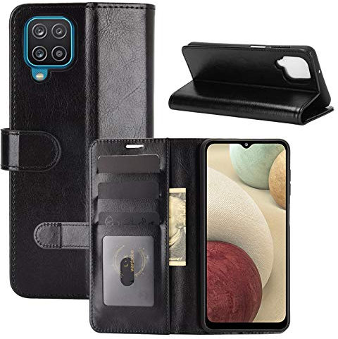 Kezaizhe Coque for Samsung A12 Housse en Cuir PU TPU Magnétique Protection étui for Samsung Galaxy A12 A127F A125F 2020 Telephone Portable Portefeuille Fonction Support (Black)