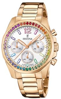 Festina Damen Analog Quarz Uhr mit Edelstahl Armband F20639/2