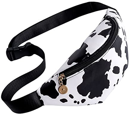 MHwan Bauchtasche Damen, Bauchtasche Verstellbare Schultergurte Trenddruck, Bauchtasche Damen stylisch für Schulter, Crossbody, Taille, für Reisen, Wandern, Fitness, Radfahren, Camping (Kühe Muster)