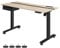VASAGLE Höhenverstellbarer Schreibtisch elektrisch, 140 x 60 cm Tischoberfläche, Memory-Funktion mit 4 Höhen, mit Steckdosen und Stoffschublade, Greige meliert-tintenschwarz LSD114H01