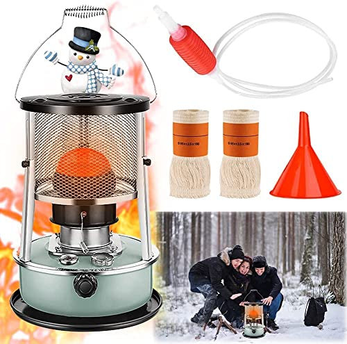 Portable Petroleum Heater, Petroleum Stove for Indoors, Mobile Petrol Heater, No Electricity, Indoor Petroleum Heater, Camping Heater and Cooking, with 2 Wicks for Camping Barbecue