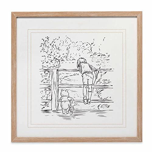 Disney Winnie Puuh und Christophorus Rotkehlchen, gerahmte Holzwanddekoration, große Vintage-Wandkunst, Winnie Puuh