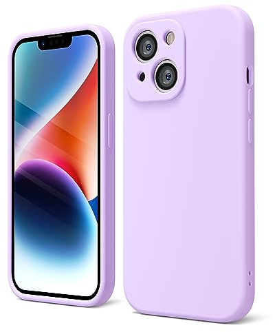oakxco for iPhone 14 Phone Case Liquid Silicone, Cute Thin Slim Soft Rubber TPU Plain Smooth Gel Cover for Women Girl, Matte Solid Protective & Shockproof,Light Purple