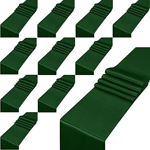 KAHEIGN 12Pcs Tischläufer Satin-Tischläufer Set, 30cm x 275cm Rechteckig Tischdecken Einfarbig Tischläufer Weicher Samt Tischläufer für Party Hochzeit Geburtstagsfeier Tischdekoration